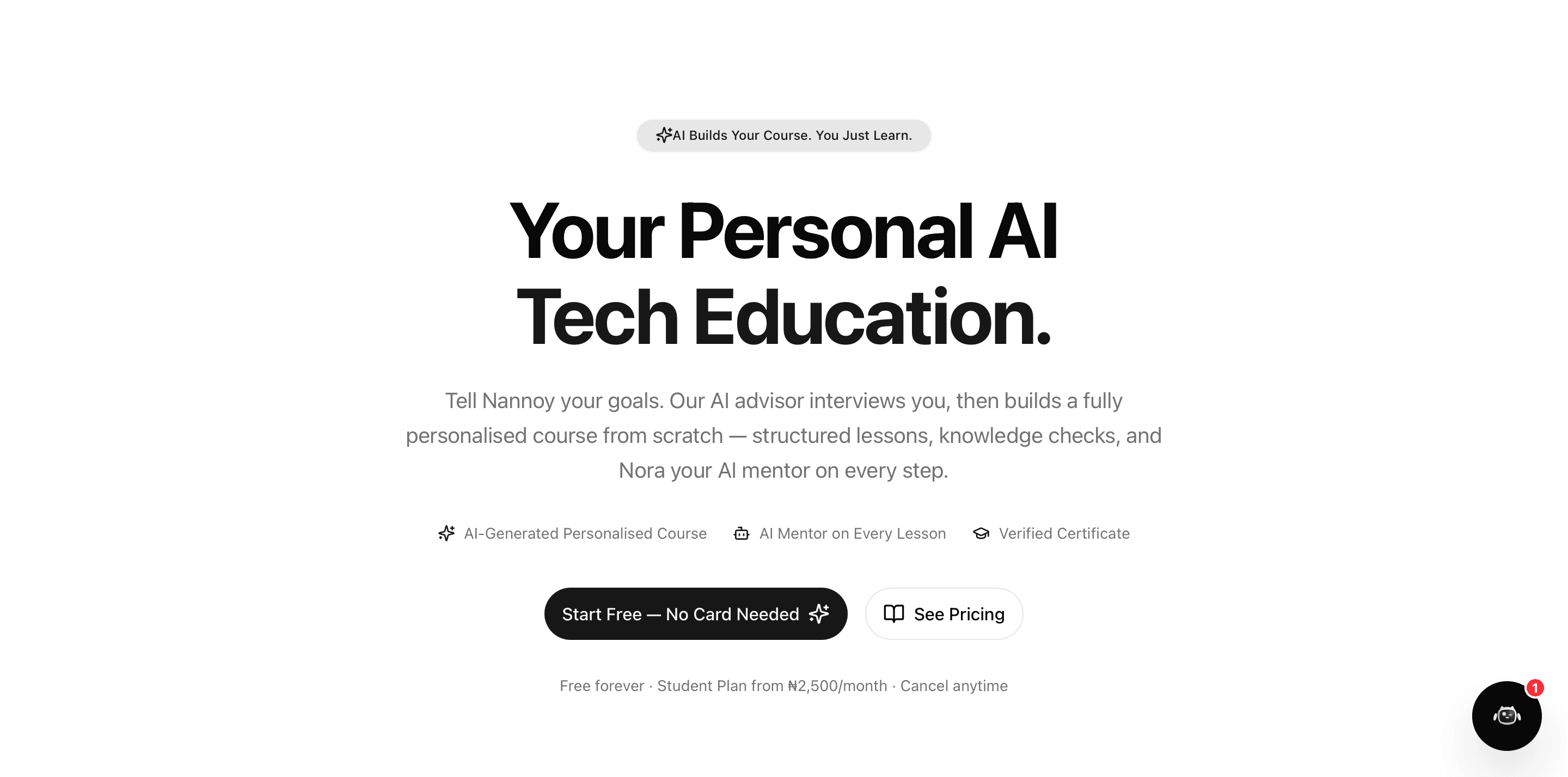 Nannoy AI course advisor — personalised tech learning